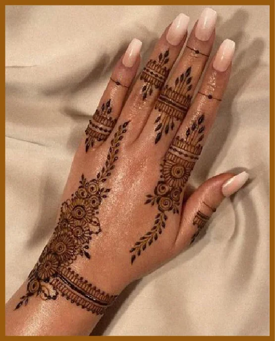 Minimalist Back Hand Mehndi With Braclet Design